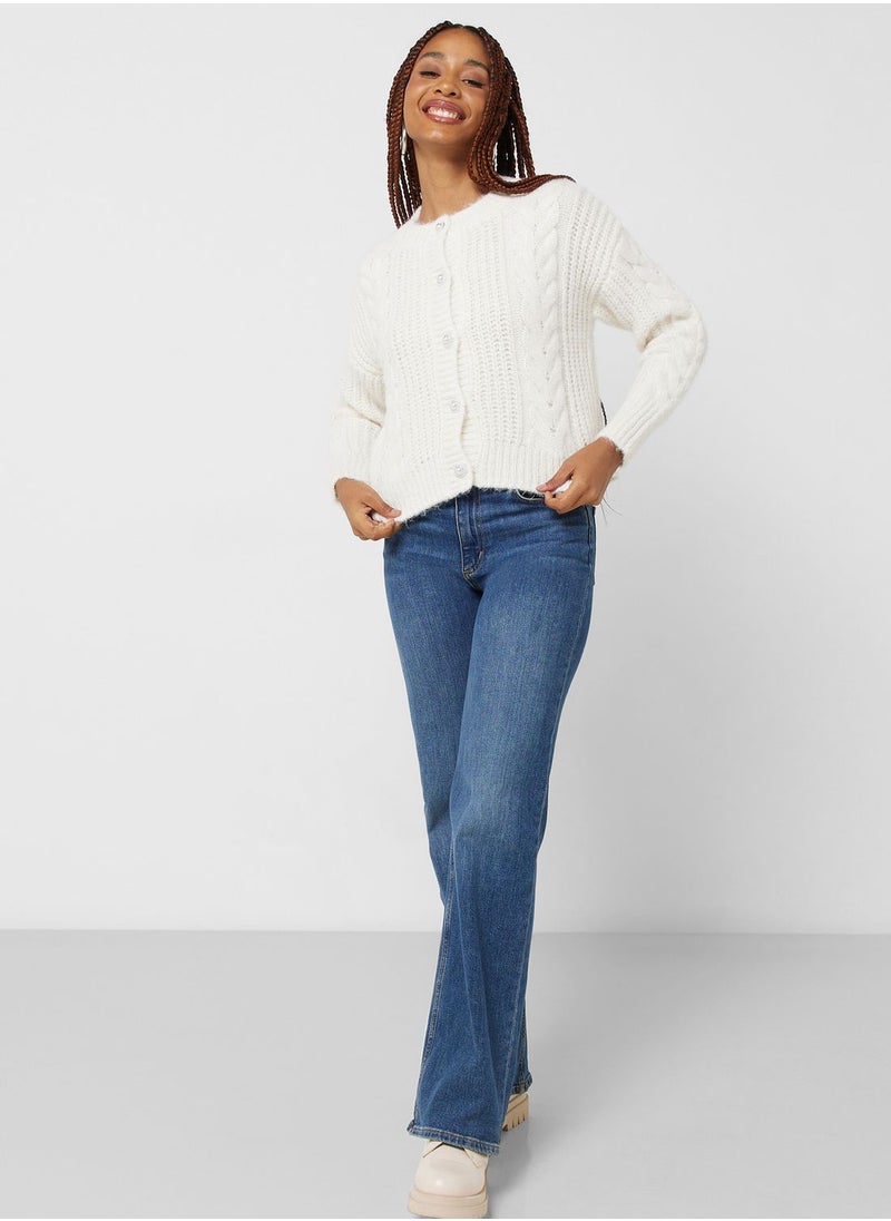 ONLY - Puff Sleeve Knitted Cardigan - Image 1