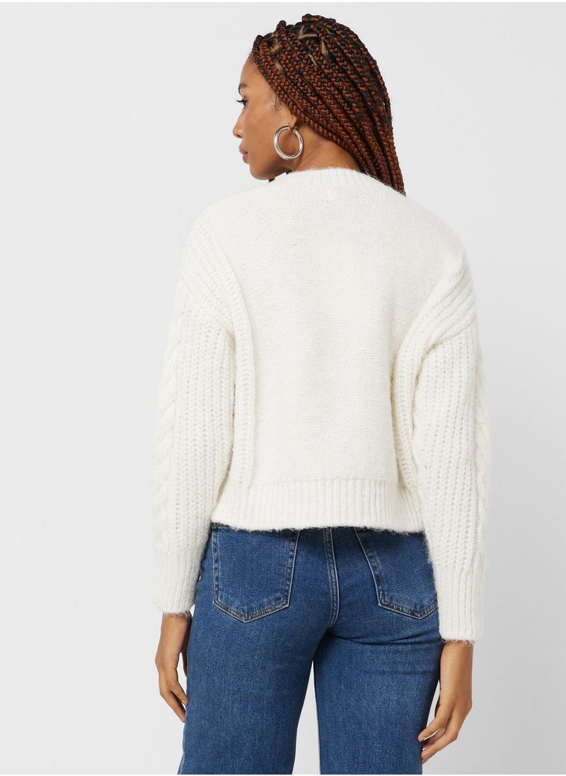 ONLY - Puff Sleeve Knitted Cardigan - Image 1