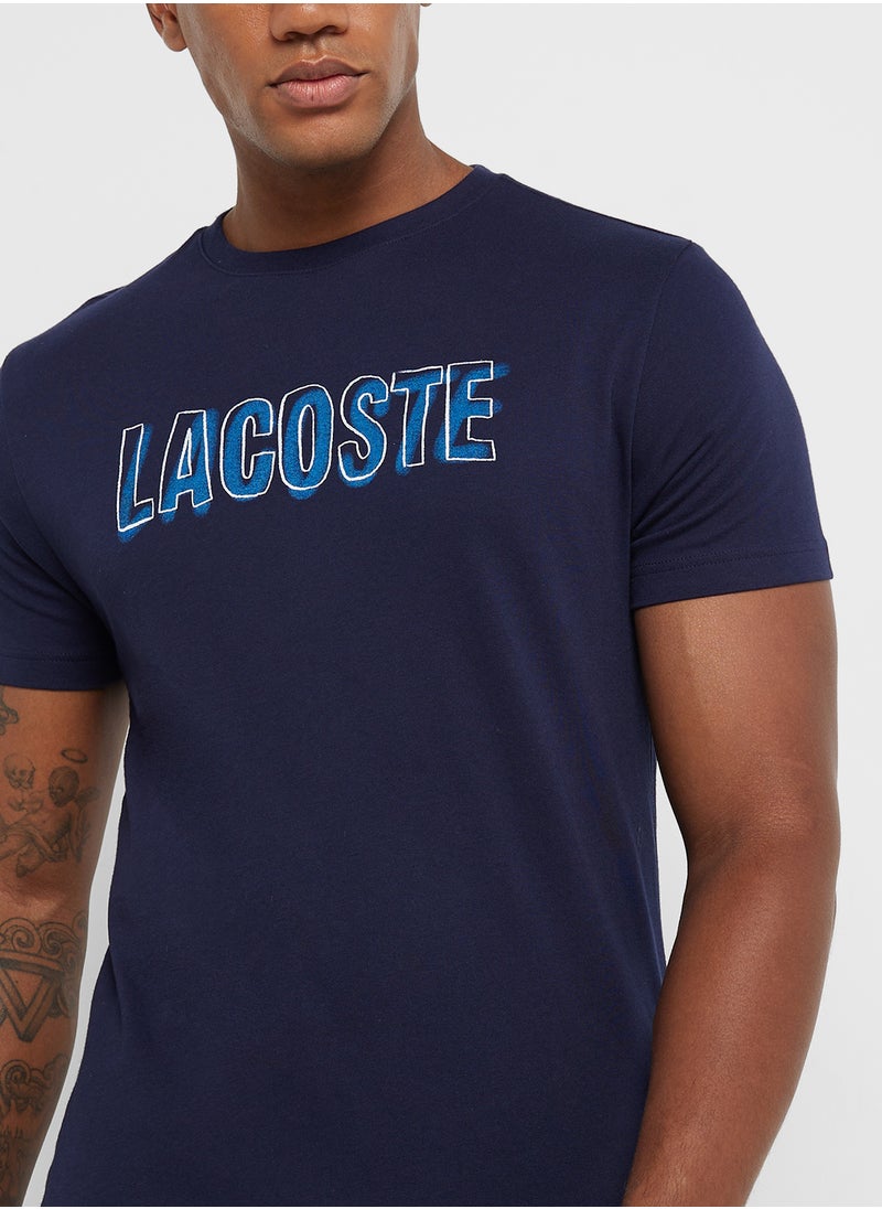 LACOSTE Logo Graphic Crew Neck Short Sleeve T-Shirt  - Image 3