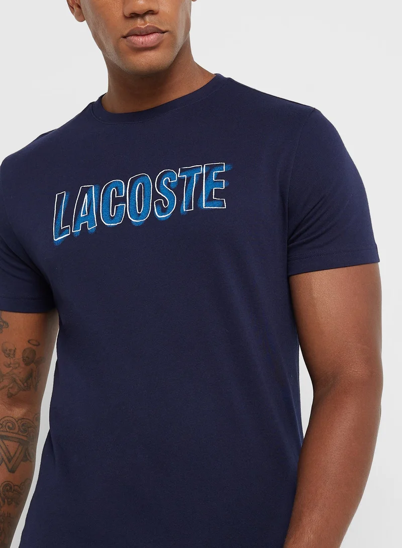 LACOSTE Logo Graphic Crew Neck Short Sleeve T-Shirt