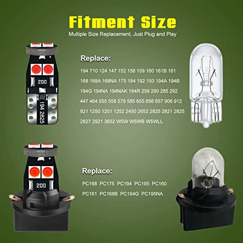 DODOFUN Red T5 PC74 PC37 PC118 T10 PC168 PC175 PC194 PC194R PC195 PC160 PC161 Instrument Cluster Light LED Bulb Replacement 37 74 73 2723 2721 158 168 194 2825 Dashboard Panel Gauge Indicator Lamp N Socket - Image 3
