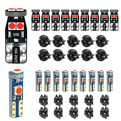 DODOFUN Red T5 PC74 PC37 PC118 T10 PC168 PC175 PC194 PC194R PC195 PC160 PC161 Instrument Cluster Light LED Bulb Replacement 37 74 73 2723 2721 158 168 194 2825 Dashboard Panel Gauge Indicator Lamp N Socket - Image 1