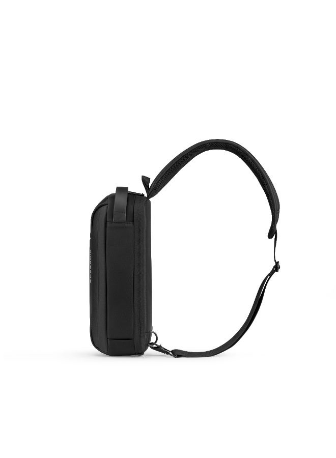 كينغسونز حقيبة كتف Kingsons Sling Bag 🎒 لون أسود 🖤 – مصنوعة من بوليستر مقاوم للماء 💧، مزودة بحجرة رئيسية واسعة 🧩، وجيب مخصص لجهاز iPad مقاس 10 بوصات 📱، مع منفذ شحن USB2.0 ⚡ وقفل TSA جانبي 🔒 – مثالية للعمل والسفر اليومي 🧳 - Image 2