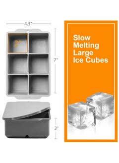 sokany Large Ice Cube Tray with Lid, Stackable Big Silicone Square Ice Cube Mold for Whiskey, Cocktails, Bourbon, Soups, Frozen Treats, Easy Release BPA Free (Grey)  - Image 3