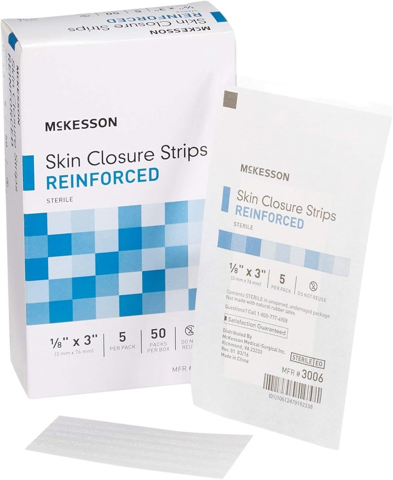 McKesson Skin Closure Strips Sterile Reinforced 18 in x 3 in 50 Count - Image 1