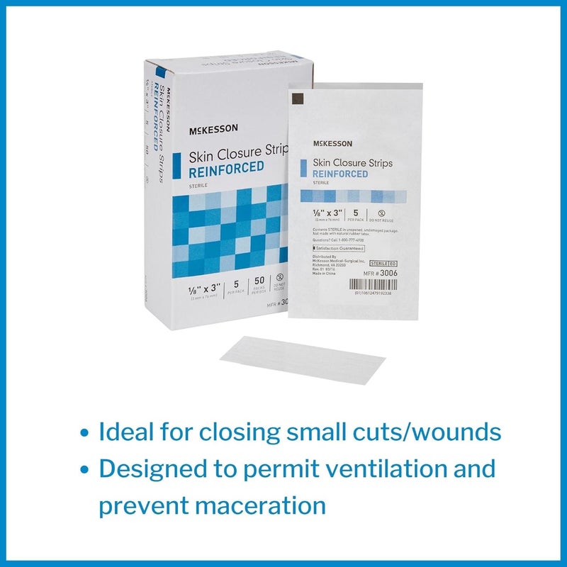 McKesson Skin Closure Strips Sterile Reinforced 18 in x 3 in 50 Count - Image 2