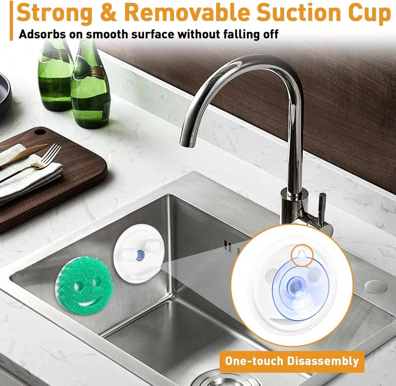 LveSunny Sponge Holder,Sink Caddy for Scrub Sponges with Suction Cup Installation,Self Draining Sponge Organizer for Kitchen/Bathroom Sink, Dishwasher Safe (Sponges Not Included) (White) - Image 3