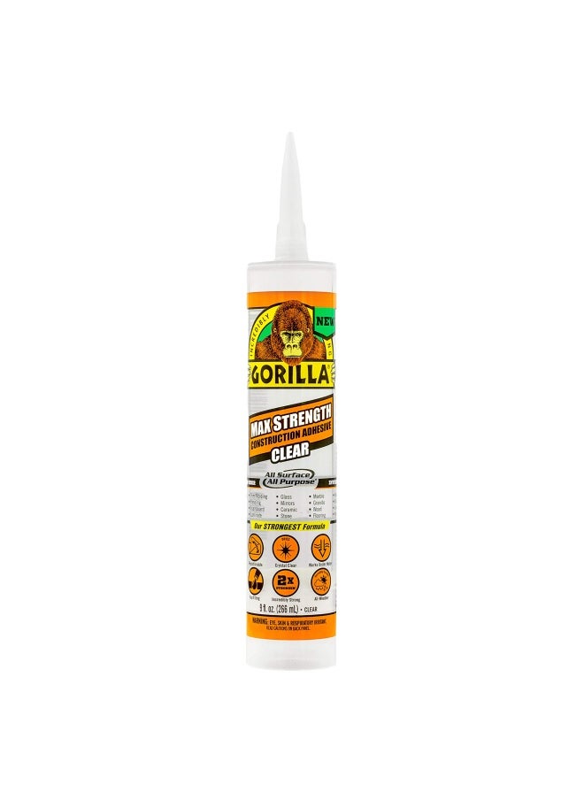 Gorilla Max Strength Clear Construction Adhesive 9 Ounce Cartridge Clear Pack Of 1  - Image 1