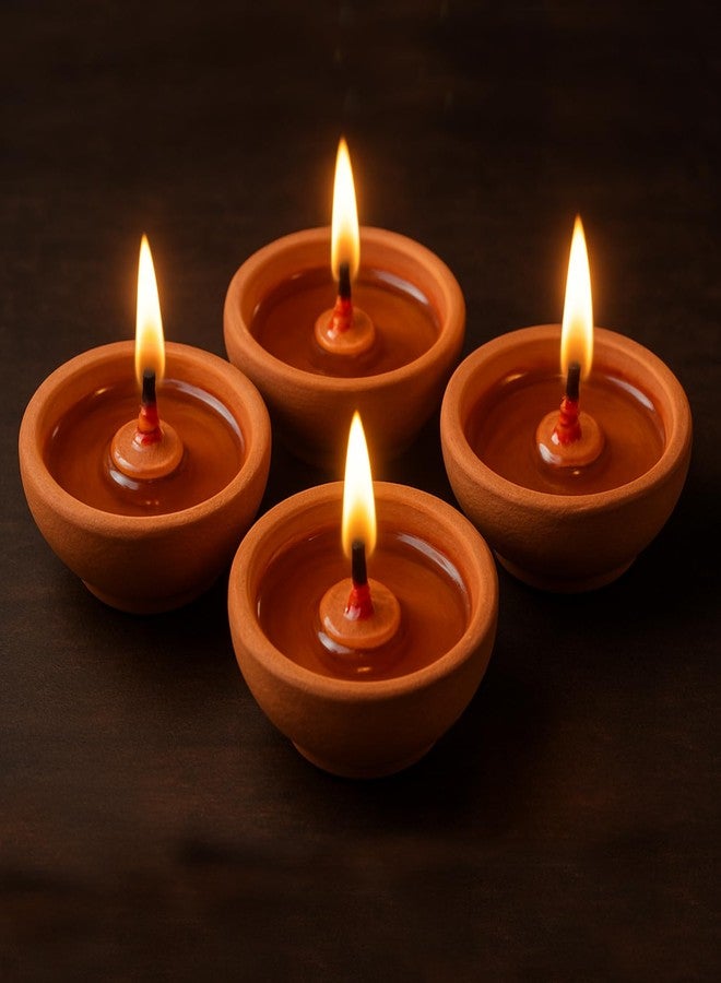 TreasureBox 30 Pcs Clay Diya Set with Wick Holders & Cotton Batti | Traditional Handmade Earthern Oil Lamps for Diwali, Puja & Home Decoration - Image 1