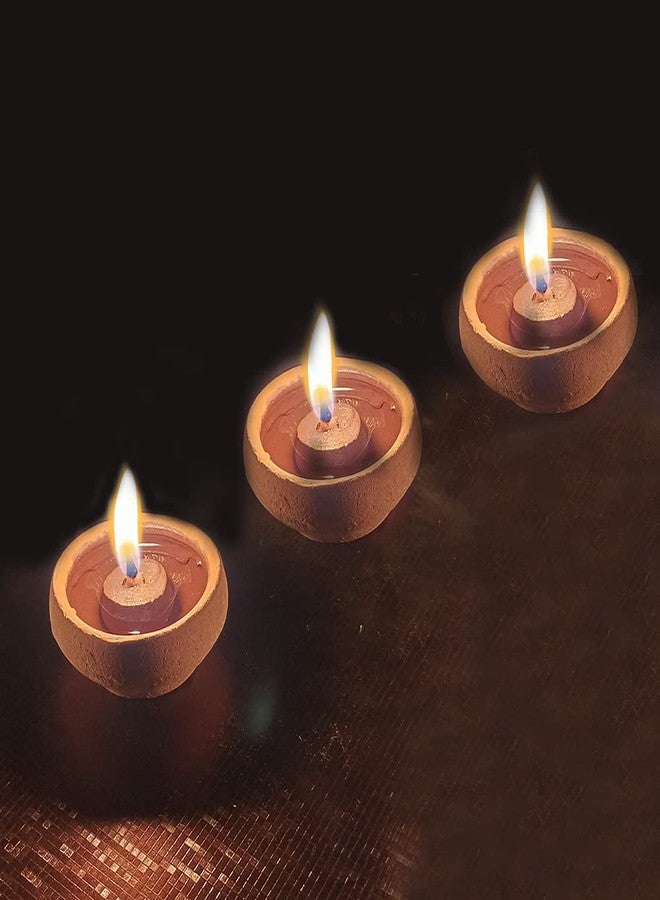 TreasureBox 30 Pcs Clay Diya Set with Wick Holders & Cotton Batti | Traditional Handmade Earthern Oil Lamps for Diwali, Puja & Home Decoration - Image 4