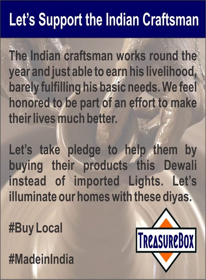 TreasureBox 30 Pcs Clay Diya Set with Wick Holders & Cotton Batti | Traditional Handmade Earthern Oil Lamps for Diwali, Puja & Home Decoration - Image 5