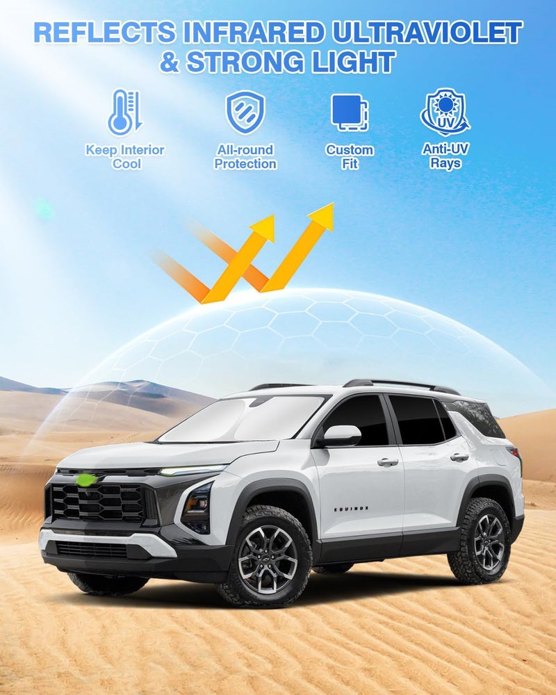 Canvcle Sunshades for 2025 2026 Chevrolet/Chevy Equinox Accessories Windshield Sun Shade Side Rear Window Shade Cover Sun Visor Shield Privacy Protection Keep Car Cool Black 8PCS(NOT for Equinox EV) - Image 2