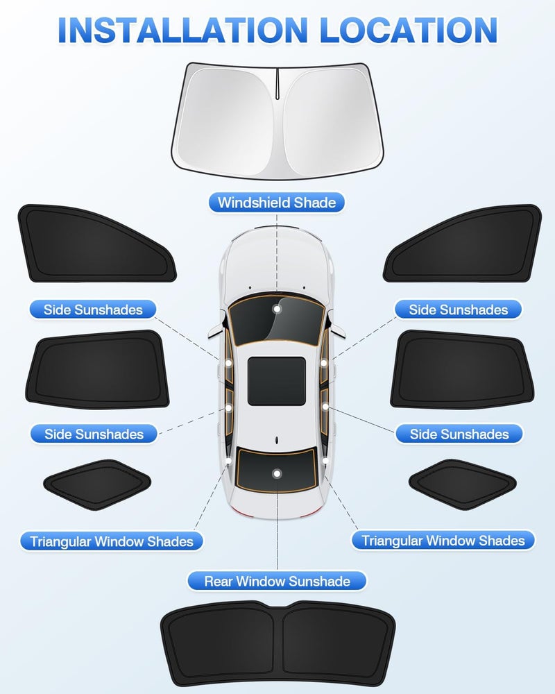 Canvcle Sunshades for 2025 2026 Chevrolet/Chevy Equinox Accessories Windshield Sun Shade Side Rear Window Shade Cover Sun Visor Shield Privacy Protection Keep Car Cool Black 8PCS(NOT for Equinox EV) - Image 5