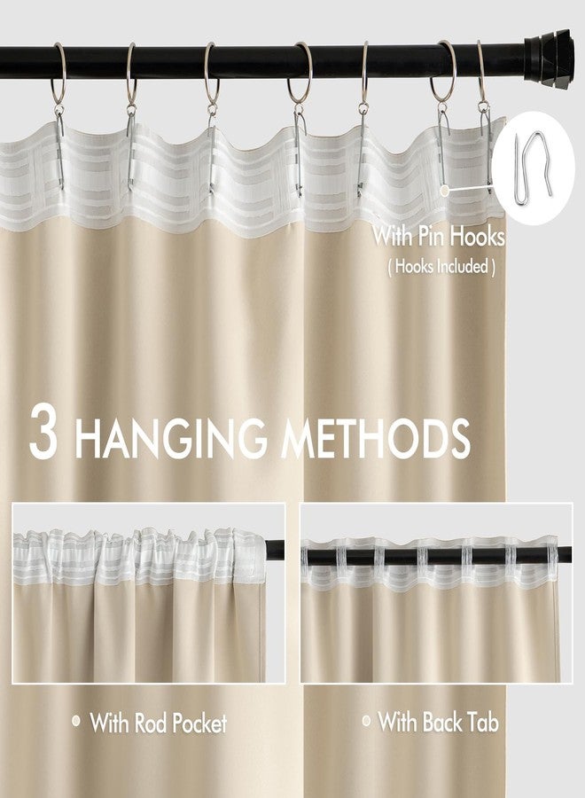 MIULEE Back Tab Cream Beige Curtains 84 Inch Length 2 Panels Set for Living Room Bedroom, Ivory Rod Pocket/Pinch Pleated Light Blocking Thermal Insulated Room Darkening Blackout Curtain 84 Inches Long - Image 3