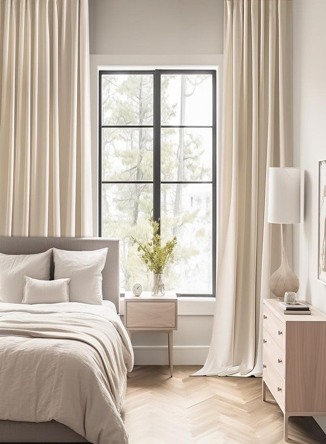 MIULEE Back Tab Cream Beige Curtains 84 Inch Length 2 Panels Set for Living Room Bedroom, Ivory Rod Pocket/Pinch Pleated Light Blocking Thermal Insulated Room Darkening Blackout Curtain 84 Inches Long - Image 2