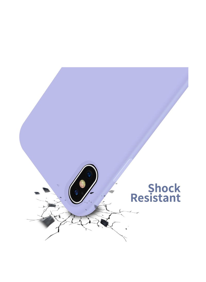 Generic - Compatible with iPhone X/iphone XS Case, Liquid Silicone Case, Full Body Protective Cover, Shockproof, Slim Phone Case, Anti-Scratch Soft Microfiber Lining - Light Purple - Image 1