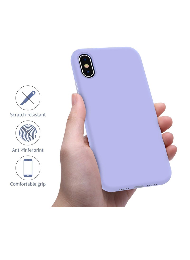 Generic - Compatible with iPhone X/iphone XS Case, Liquid Silicone Case, Full Body Protective Cover, Shockproof, Slim Phone Case, Anti-Scratch Soft Microfiber Lining - Light Purple - Image 1