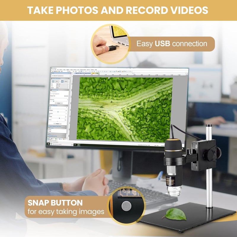 AmScope Amscope UTP200X003MP Digital 2MP USB Microscope 10X200X Magnification BuiltIn Eight LED Light Source Table Stand Includes Software CD Black  - Image 5
