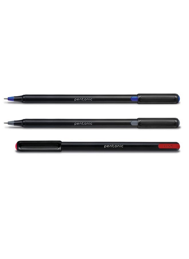 Pentonic 0.7Mm Ball Point Pen Blister Pack | Black Body | 6 Blue, 3 Black & 1 Red Ink | Set Of 10 Pens  - Image 2