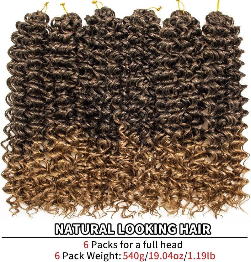 QRHSUKA شعر محبوك بنمط GoGo Curl للنساء السود، بتموجات مائية وشعر بشري مموج، إضافات شعر صناعية (طول 22 بوصة، عبوة تحتوي على 6 قطعات)، اللون T1B/27 - Image 3