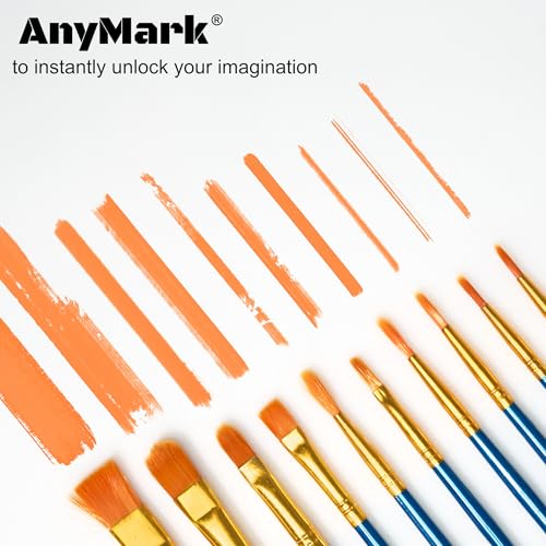 AnyMark Acrylic Paint Set, 24 Classic Colors with 10 Brushes, 2 fl oz/60ml Bottles, Art kit Painting Supplies for Kids Adults Canvas, Rock, Wood - Image 5