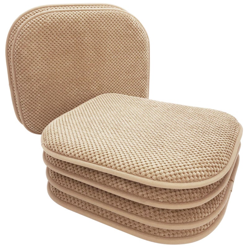 PAGGED PAGGED Khaki Foam Seat Cushions Kitchen Chairs Pads for Dining Chairs 6 Pack Non Slip Patio Seat Cushions Washable U Shaped Soft Thick Large Metal Wooden Chair Cushions 17"" x 15"" - Image 1