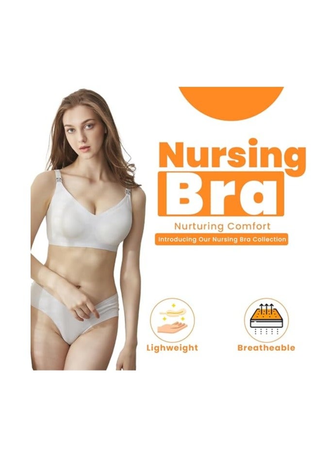 3 Nursing Bras for Breastfeeding and Maternity, Pregnancy Wireless Bralette for Active Moms, Black/Pink/Skin  - Image 4