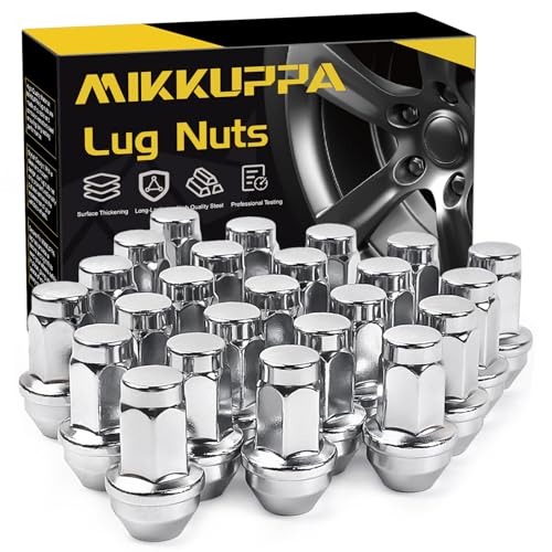 MIKKUPPA صواميل العجلات MIKKUPPA M14x2.0 - بديل لعجلات فورد F150 إكسبيديشن لينكولن نافيجيتور من 2003-2014 - 24 قطعة 13/16 سداسي 2 بوصة كروم على طراز المصنع مع مقعد كبير على شكل جوزة - Image 1