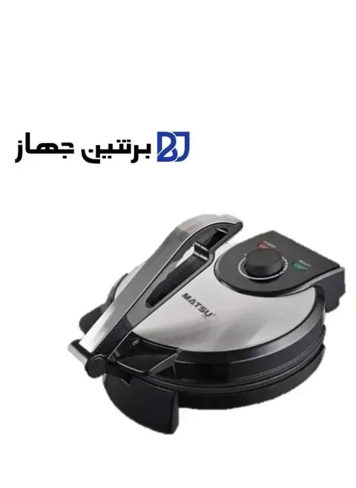 Generic MATSU 10-Inch Electric Roti Maker – 1200W Powerful Non-Stick Chapati Press with Durable Stainless Steel Body, Adjustable Temperature Control for Soft or Crispy Flatbreads, Dual Indicator Lights for Power & Ready Status, Safety Lock for Secure Use, Easy Cleaning Non-Stick Plates, Instruction Manual Included – 220-240V Black Kitchen Appliance for Quick Homemade Rotis, Parathas & More  - Image 5