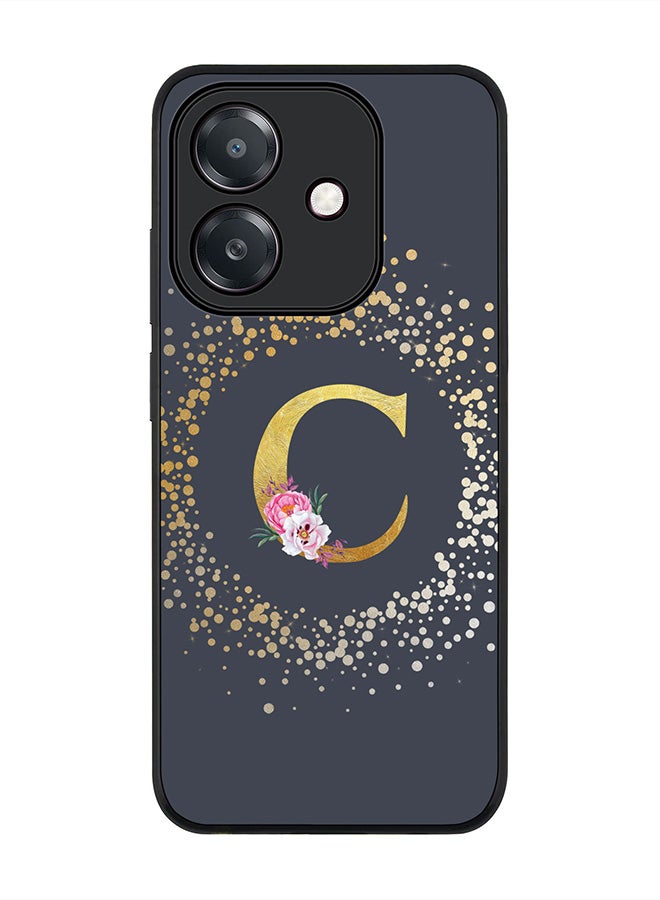 Stylizedd For Oppo A5i Case,Slim fit Camera Protection, Shockproof Thin Phone cover  - Custom Monogram Floral - C  (Grey )