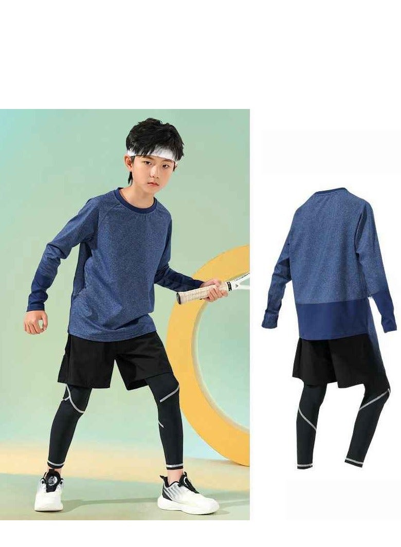 Children's Long Sleeved Long Pants Two-Piece Running Basketball Training Quick Drying Sports Suit  - Image 2