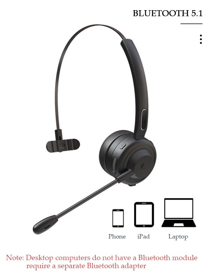 DUNISO Wireless Headset with Microphone Bluetooth Headphone with Noise Canceling Headphones for Office, Meetings, Chat, Call Centers Comfortable Over-Ear Headphones with Rotating Mic - Image 4
