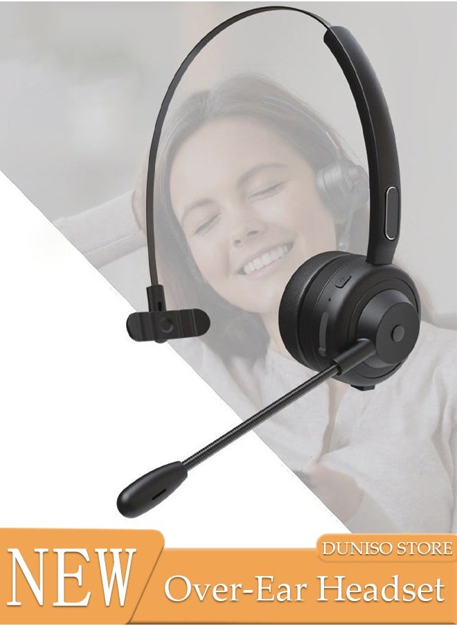 DUNISO - Wireless Headset with Microphone Bluetooth Headphone with Noise Canceling Headphones for Office, Meetings, Chat, Call Centers Comfortable Over-Ear Headphones with Rotating Mic - Image 1