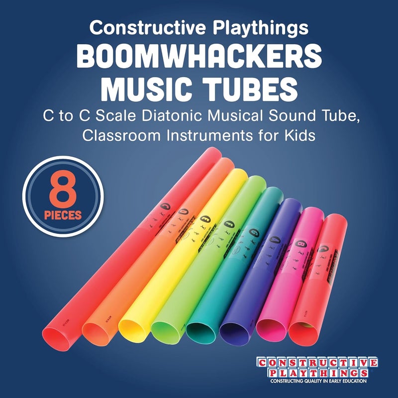 Constructive Playthings أنابيب موسيقية بوم واكرز، أنبوب صوت موسيقي من C إلى C، أدوات صفية للأطفال، مجموعة دياتونية من 8 - Image 2