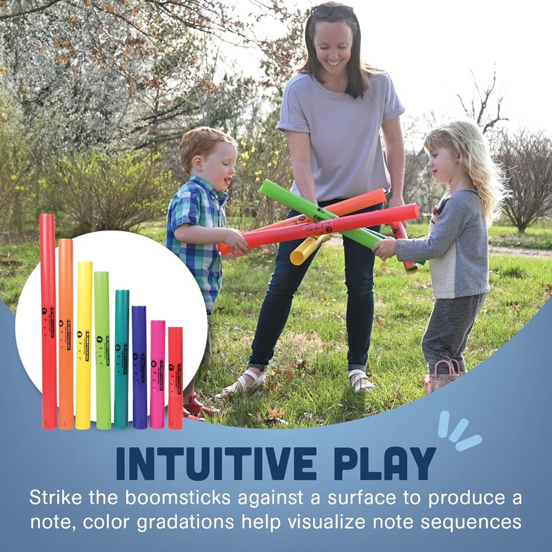 Constructive Playthings أنابيب موسيقية بوم واكرز، أنبوب صوت موسيقي من C إلى C، أدوات صفية للأطفال، مجموعة دياتونية من 8 - Image 4