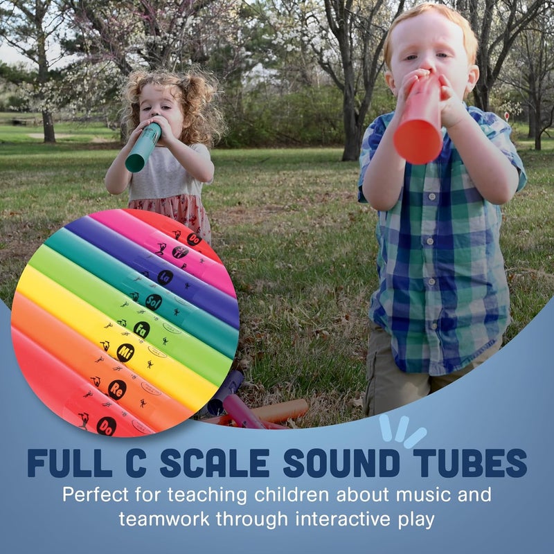 Constructive Playthings أنابيب موسيقية بوم واكرز، أنبوب صوت موسيقي من C إلى C، أدوات صفية للأطفال، مجموعة دياتونية من 8 - Image 3