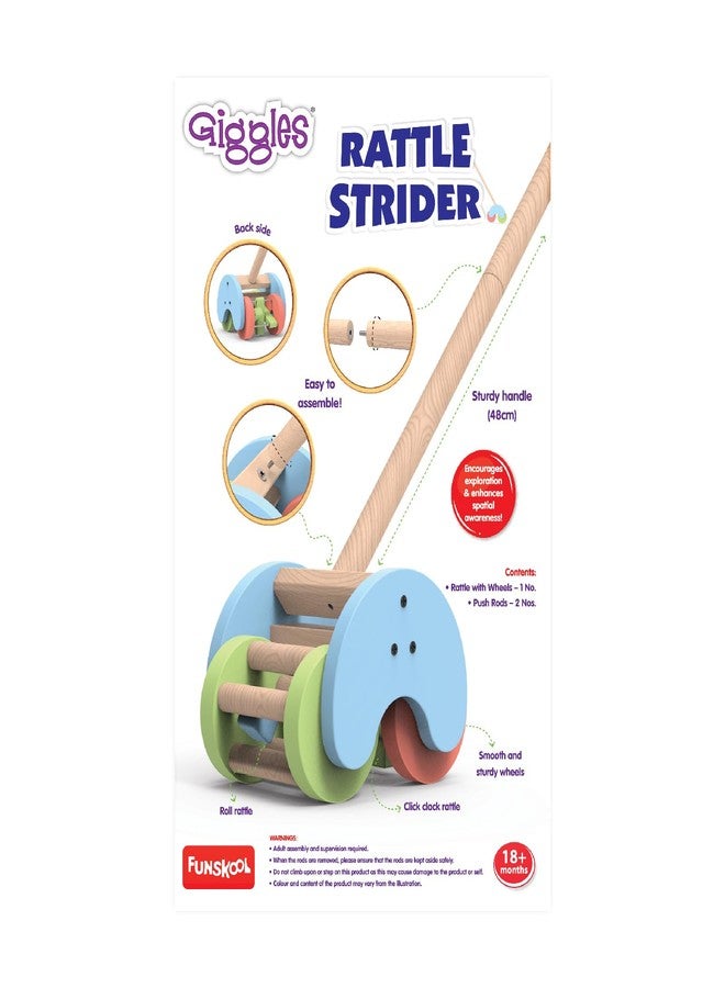 فنسكول لعبة Funskool Giggles Rattle Strider الخشبية، لعبة دفع بمقبض قابل للفصل، مثالية للأطفال الصغار، لعبة مسلية للأطفال من عمر 18 شهرًا فما فوق - Image 4