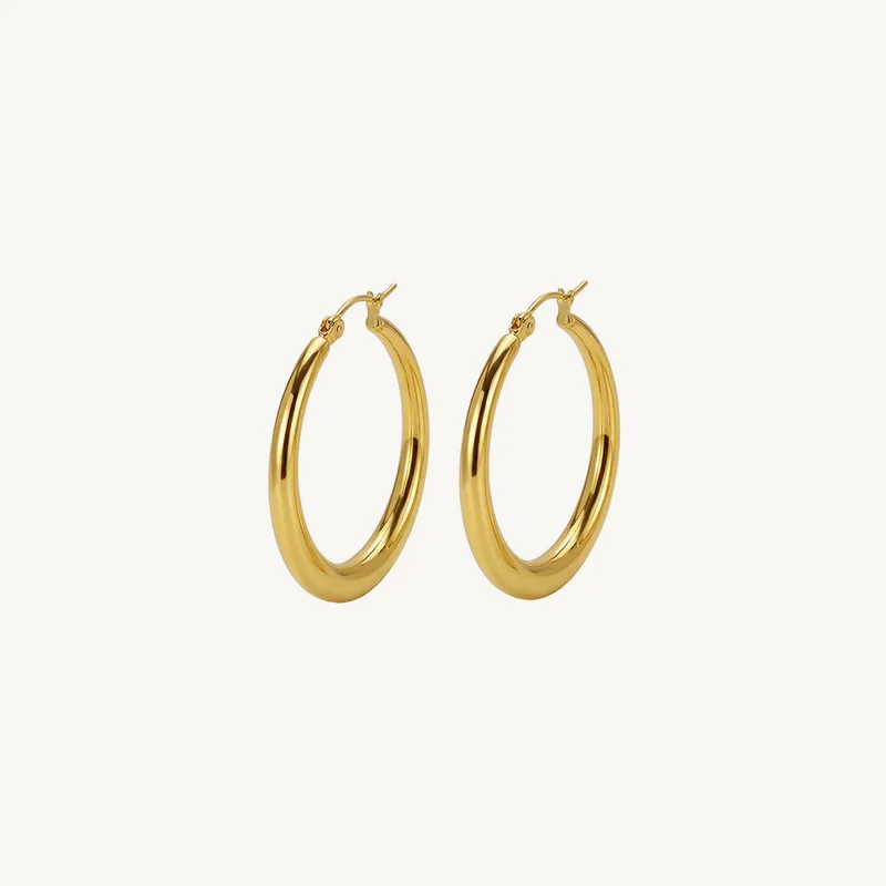 Palmonas PALMONAS Glided Edge Hoop Earrings for Women | 18K Gold Plated, Waterproof & Anti-Tarnish
