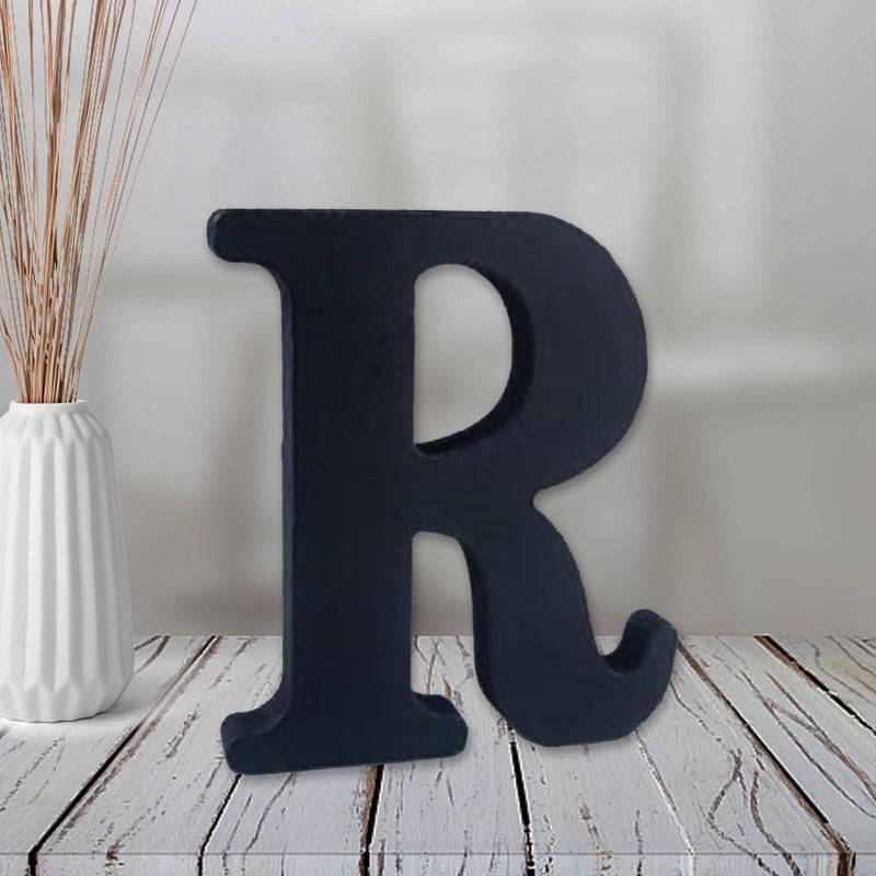 AOCEAN 4 inch Black Wood Letters Unfinished Wood Letters for Halloween Decorative Standing Letters Slices Sign Board Decoration for Craft Home Party Projects R