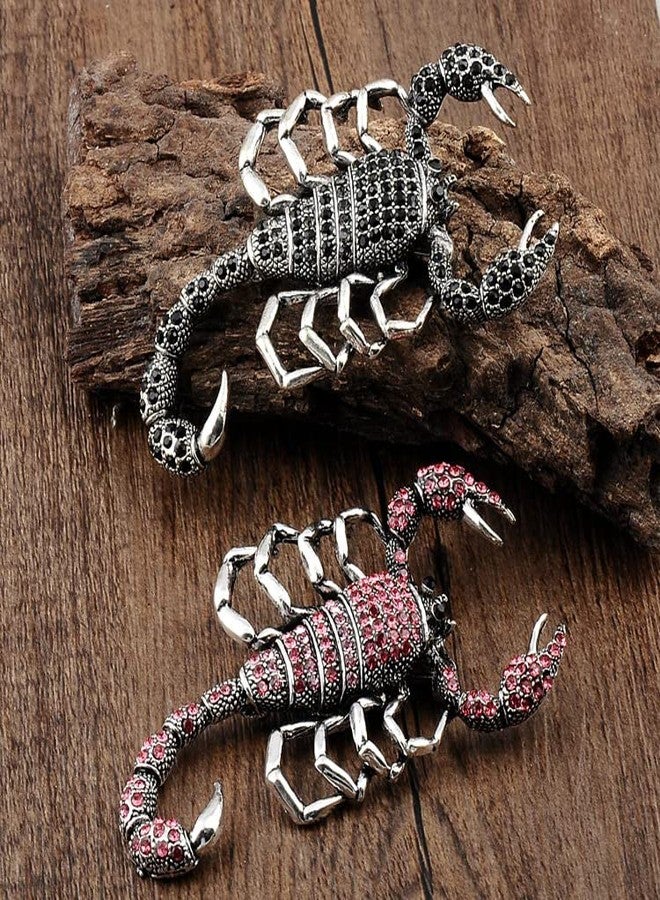 OIDIMS Rhinestone Scorpion Brooch for Women Men Crystal Animal Lapel Pins Suit Clothes Jewelry Accessories Boutonniere for Hat Tie Vintage Art Deco Birthday Xmas Fashion Punk Gift for Boyfriend (Pink) - Image 5