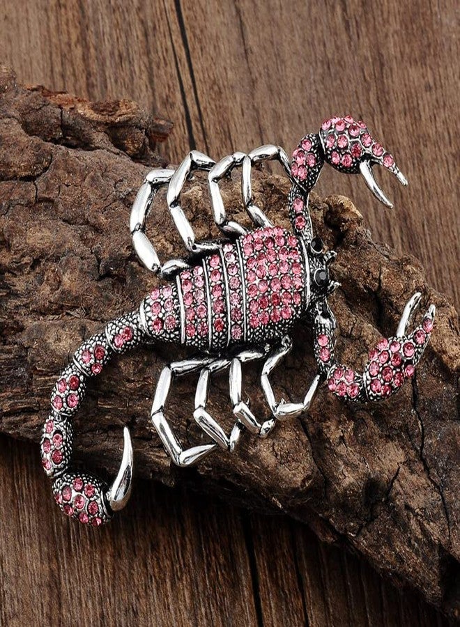 OIDIMS Rhinestone Scorpion Brooch for Women Men Crystal Animal Lapel Pins Suit Clothes Jewelry Accessories Boutonniere for Hat Tie Vintage Art Deco Birthday Xmas Fashion Punk Gift for Boyfriend (Pink) - Image 4