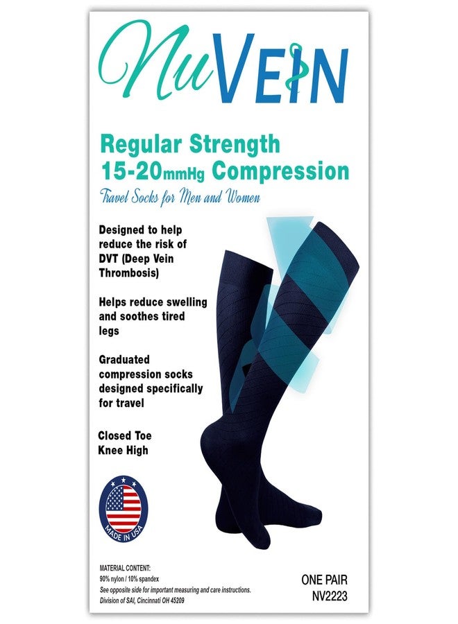 NuVein Compression Socks for Men and Women, Medical Grade 15-20 mmHg for Leg Circulation, Knee High, 1 Pair, Black, Medium - Image 2