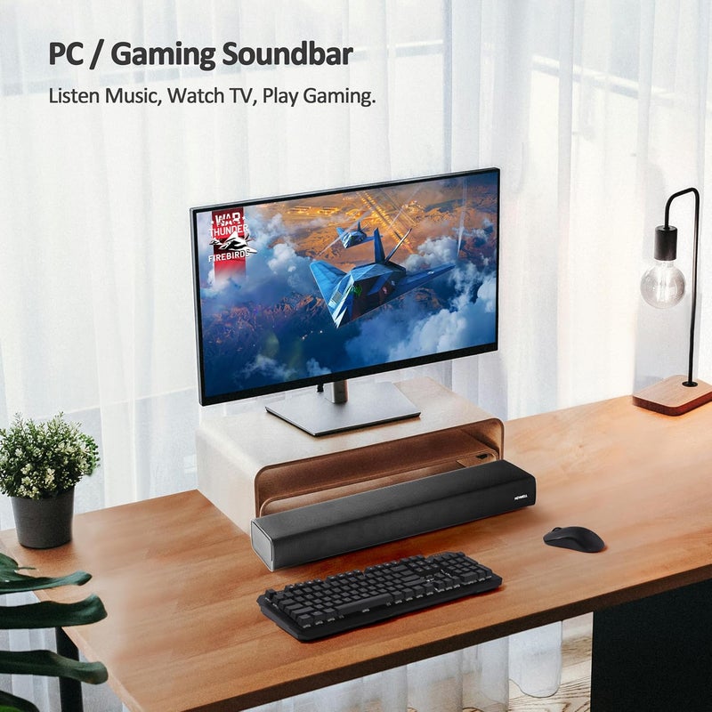 2.1ch 120W Small Bluetooth Soundbar for TV, PC, 23-inch TV Sound Bar with Built-in Subwoofer. Dialogue Enhancer, Optical/Aux, Wall Mount. Voyage 202 - Image 5