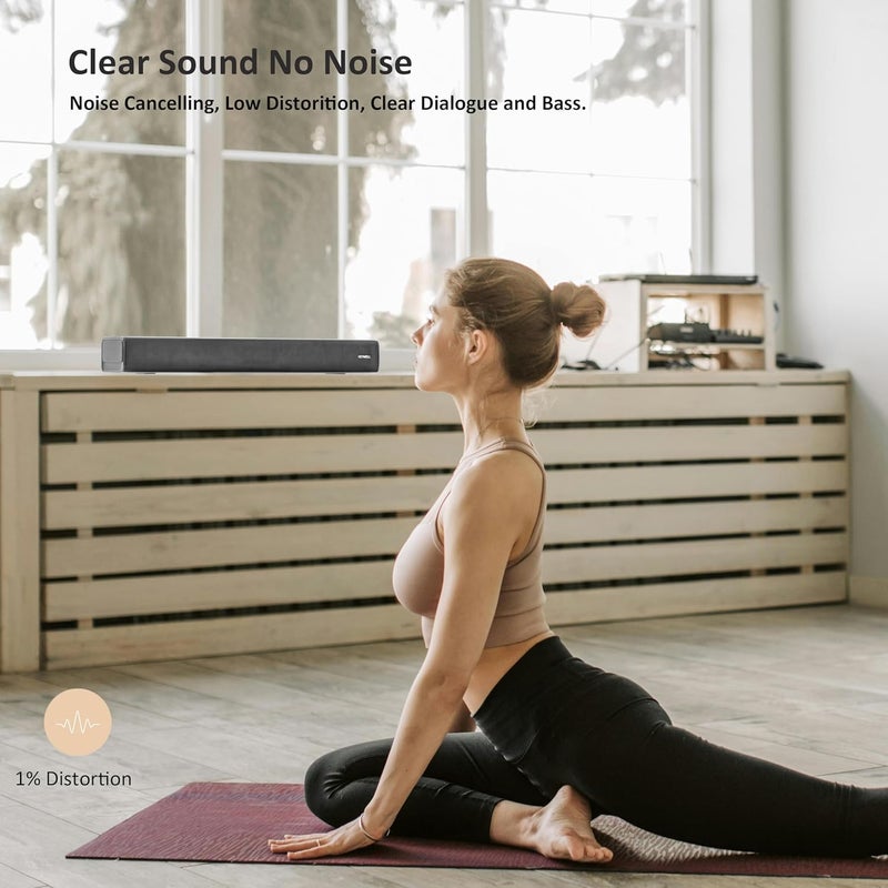 2.1ch 120W Small Bluetooth Soundbar for TV, PC, 23-inch TV Sound Bar with Built-in Subwoofer. Dialogue Enhancer, Optical/Aux, Wall Mount. Voyage 202 - Image 4