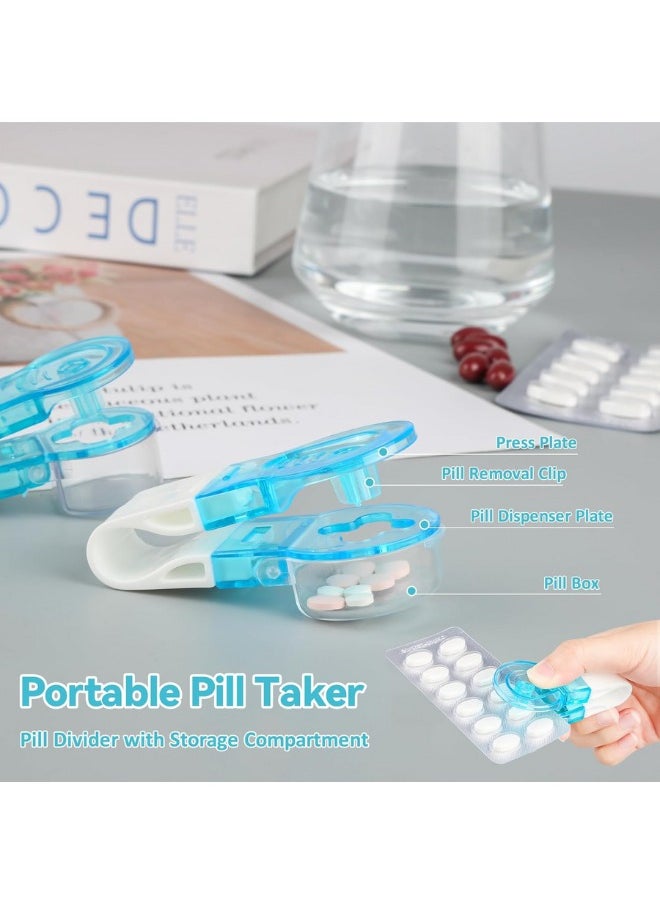 Generic 2 Pcs Portable Pill Taker, Portable Pill Taker Remover with Storage Box, No Touch Pill Remover for Blister Packs, Pill Dispenser for The Elderly Traveling  - Image 5