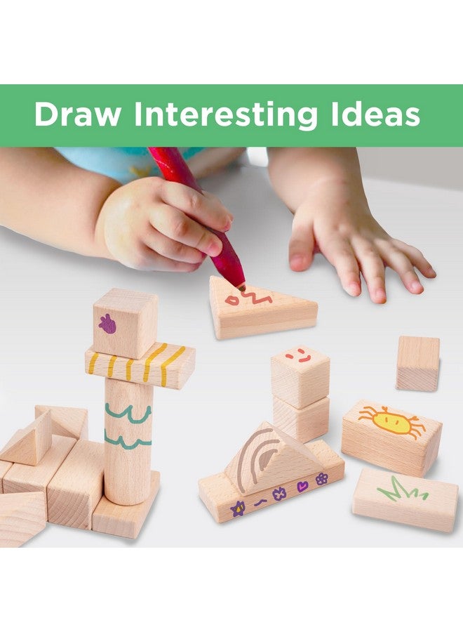 iPlay, iLearn Kid Wooden Building Block Set, Toddler Natural Wood Block Montessori Learning Toy, Large Hardwood Stacking Brick Castle Unit, Preschool Classroom Gift 2 3 4 5 6 8 Year Old Boy Girl Child - Image 4