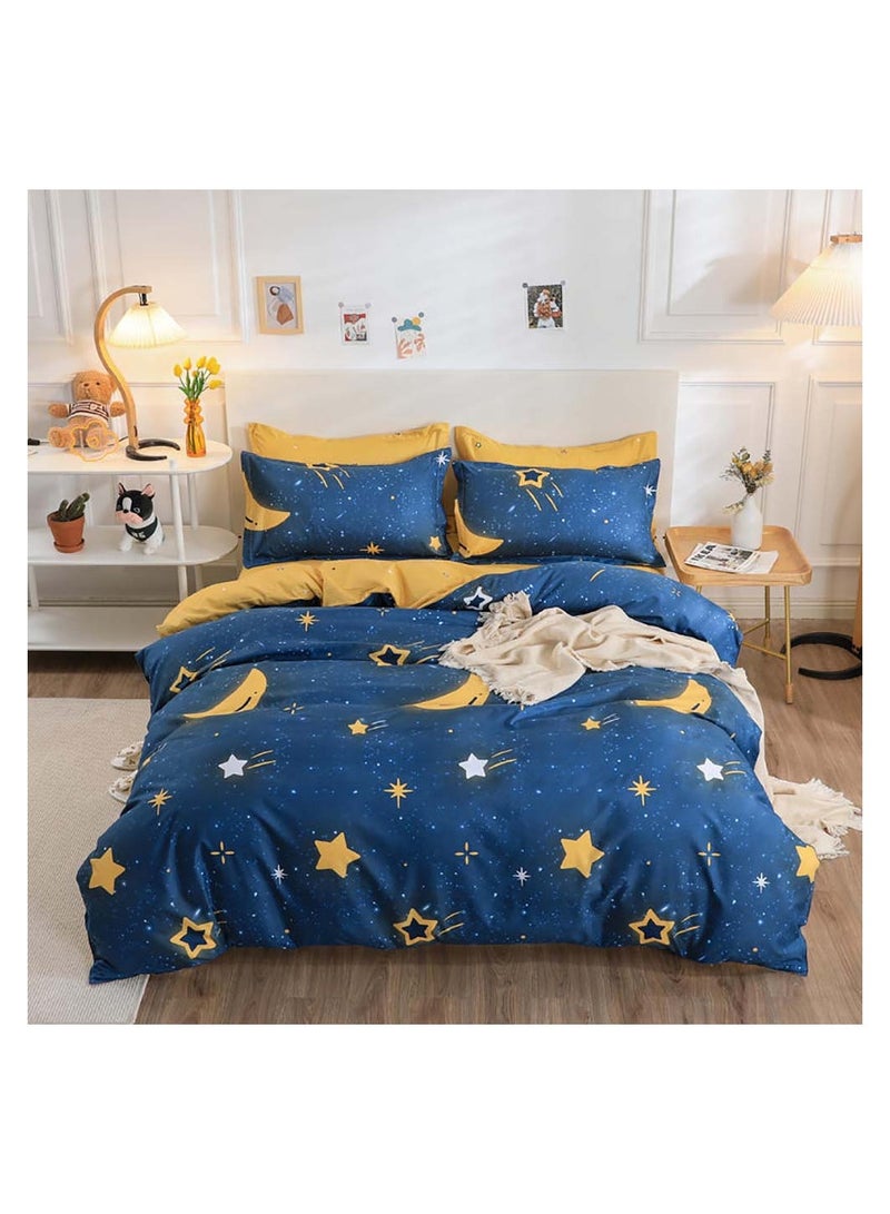 Sharpdo 4-Piece Bed Sheet Luxury Cotton Microfiber Soft Quilt with Comforter Cover Flat Sheet and Pillowcases Single 2.2m 220x240cm - Image 1