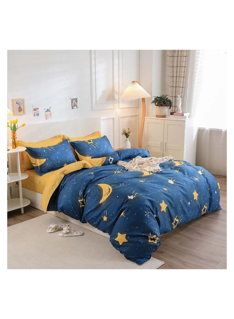 Sharpdo 4-Piece Bed Sheet Luxury Cotton Microfiber Soft Quilt with Comforter Cover Flat Sheet and Pillowcases Single 2.2m 220x240cm - Image 3