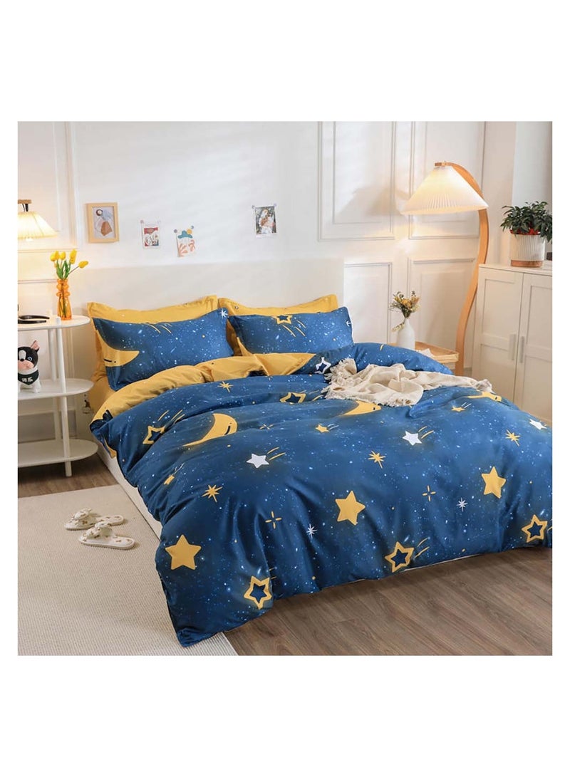 Sharpdo 4-Piece Bed Sheet Luxury Cotton Microfiber Soft Quilt with Comforter Cover Flat Sheet and Pillowcases Single 2.2m 220x240cm - Image 4