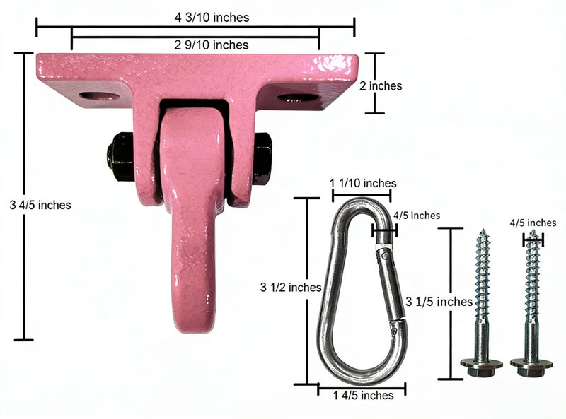 ABUSA Heavy Duty Pink Swing Hangers Screws Bolts Included Over 5000 lb Capacity Playground Porch Yoga Seat Trapeze Wooden Sets Indoor Outdoor 2 Pack - Image 4